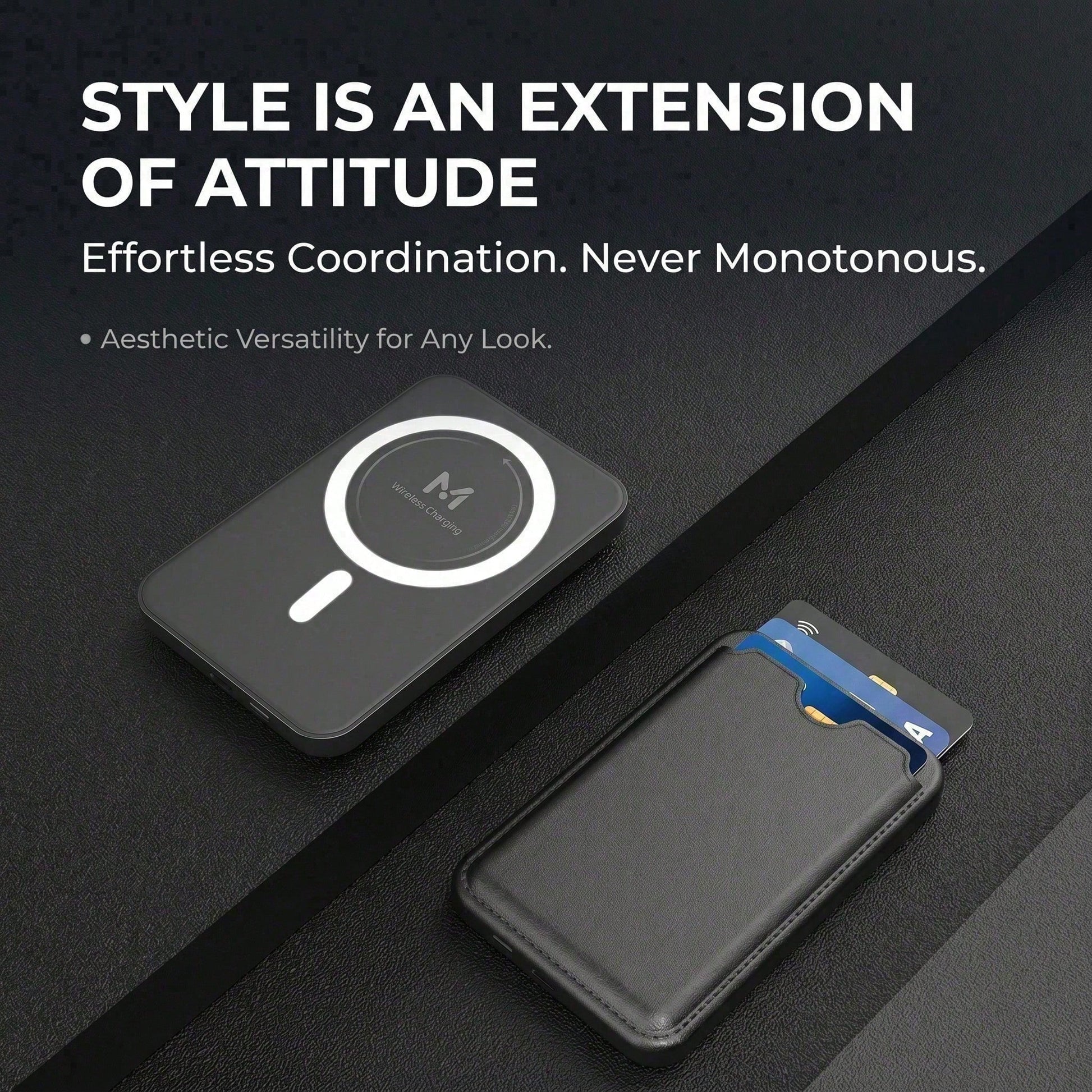 5000mAh Ultra Slim Magnetic Wireless Battery Pack With Card Slot, 15W Wireless & 20W PD Wired Fast Charging Portable Power Bank, Leather Wallet Design With Smart Charging Protection, Compatible With I