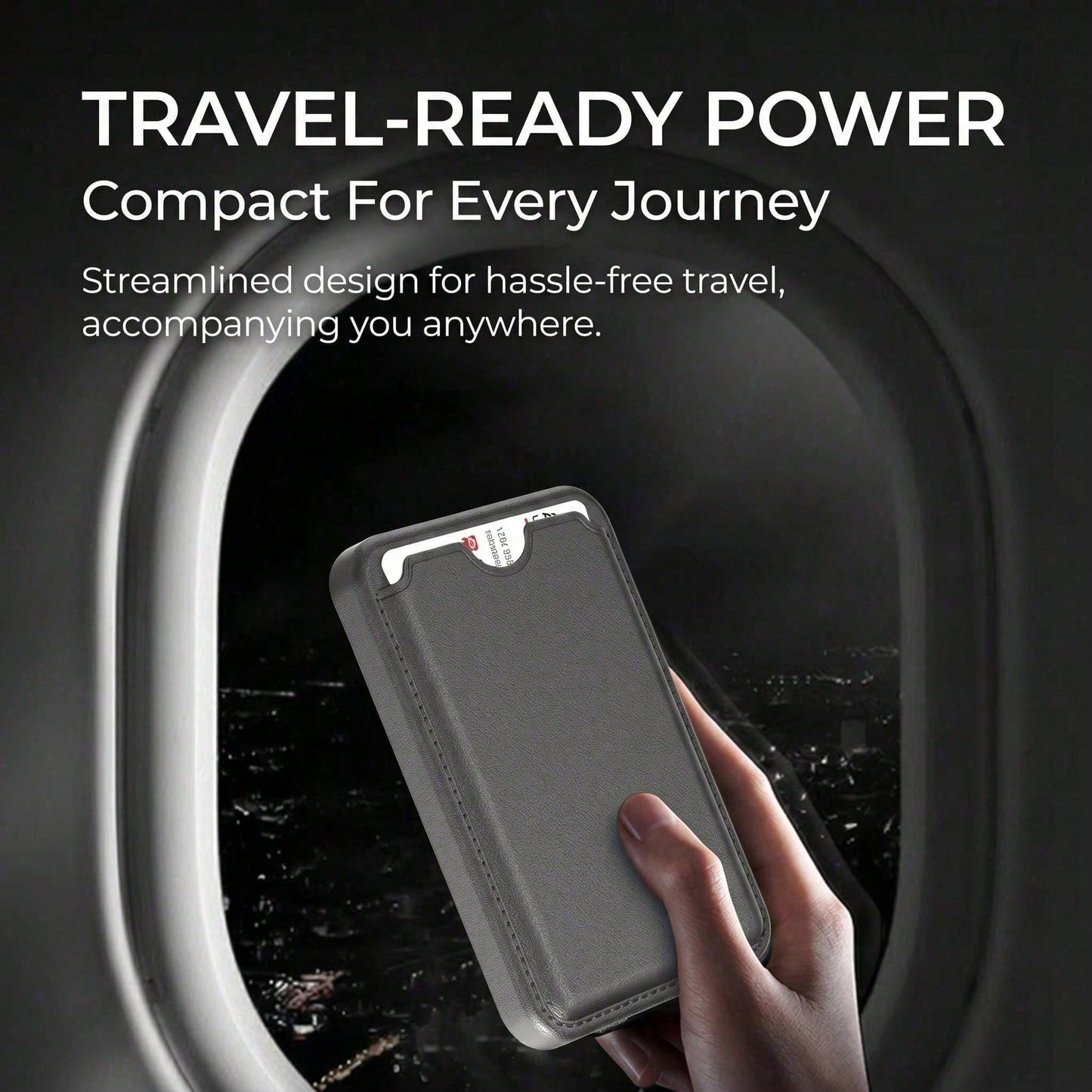 5000mAh Ultra Slim Magnetic Wireless Battery Pack With Card Slot, 15W Wireless & 20W PD Wired Fast Charging Portable Power Bank, Leather Wallet Design With Smart Charging Protection, Compatible With I