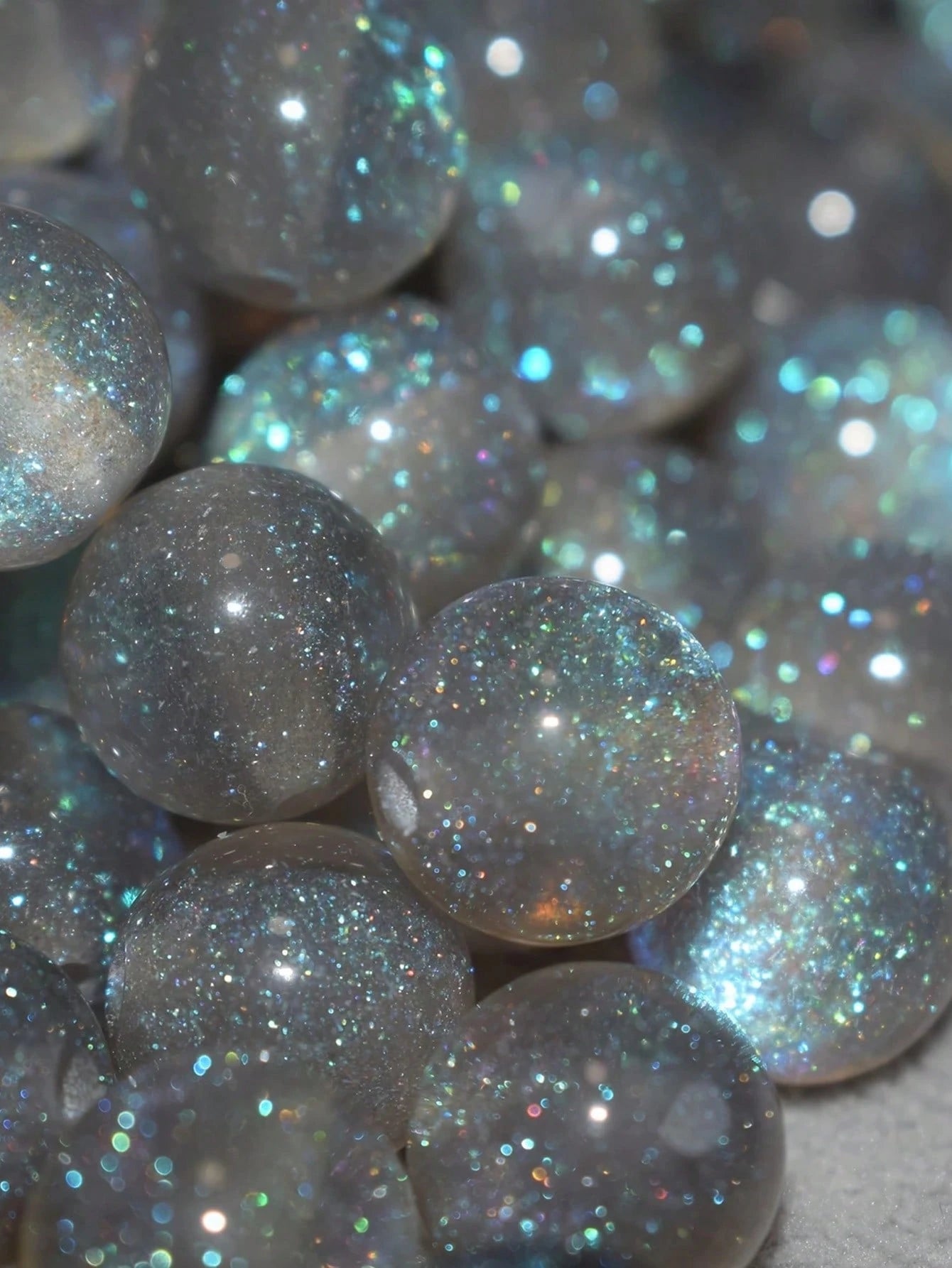 50pcs 8/10/12mm Navy Blue Iridescent Shiny Round Beads- Synthetic Beads With Rainbow Sparkle, Suitable For Jewelry Making, Bracelets, Necklaces- Mother's Day DIY Craft Materials, Jewelry Making Bead