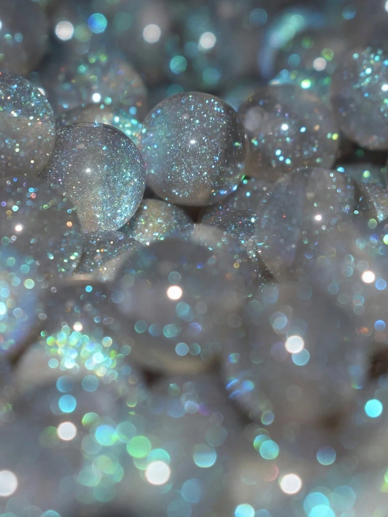 50pcs 8/10/12mm Navy Blue Iridescent Shiny Round Beads- Synthetic Beads With Rainbow Sparkle, Suitable For Jewelry Making, Bracelets, Necklaces- Mother's Day DIY Craft Materials, Jewelry Making Bead