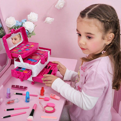 54 Pcs Kids Makeup Kit For Girl, Princess Toys Real Washable Cosmetic Set With Mirror, Play Make Up Christmas Birthday Gifts For 3-12 Years Old Kid