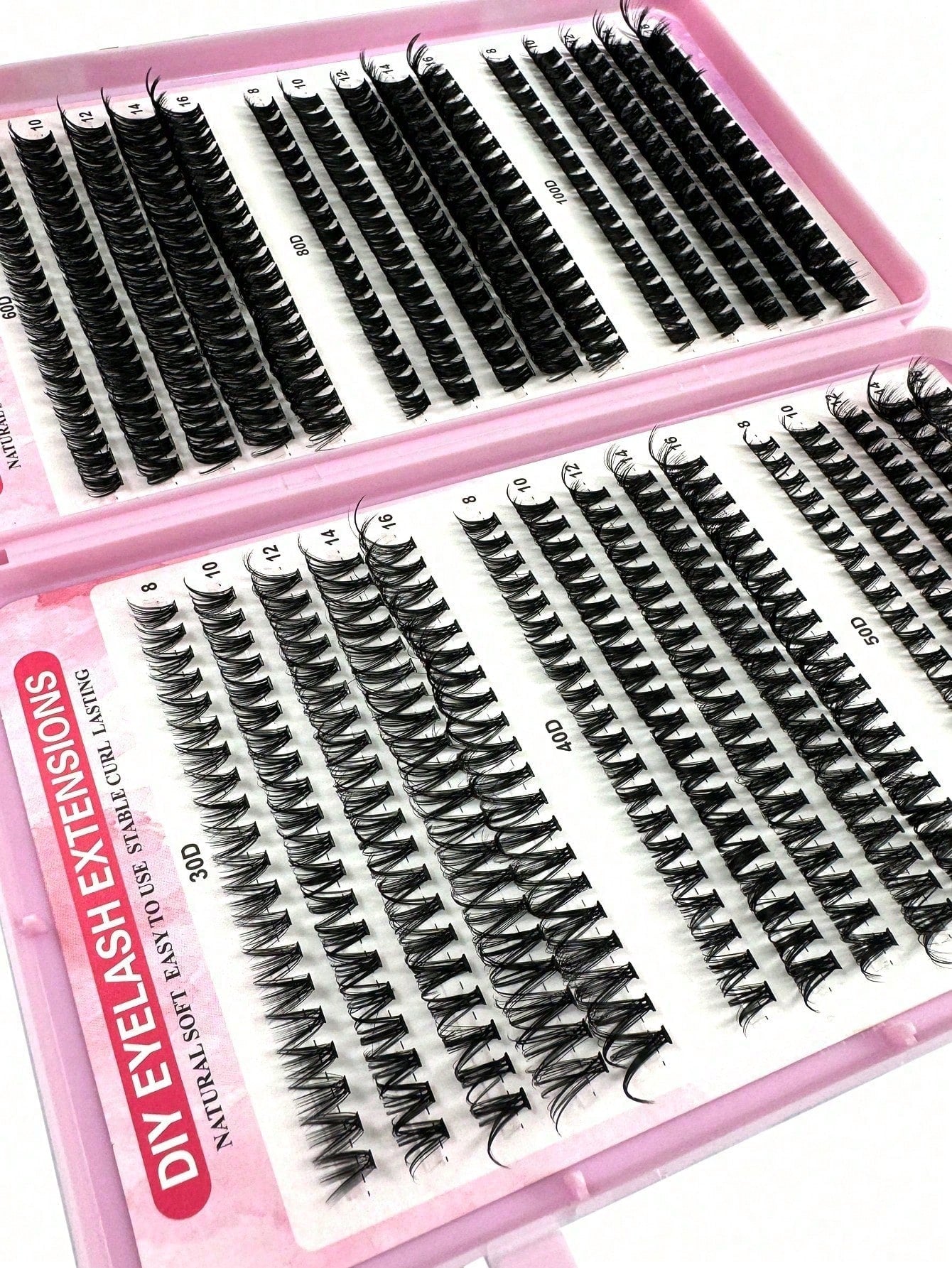 570pcs Synthetic Eyelash Set, Mixed 30D/40D/50D/60D/80D/100D Faux Mink Lashes, 0.07mm Curl, 9-16mm Length, Includes Natural Look Lashes, 3D Russian Curl, Suitable For Beginners, Reusable, Home Use, In
