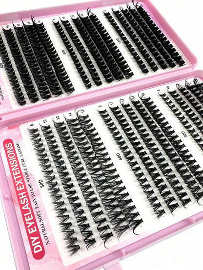 570pcs Synthetic Eyelash Set, Mixed 30D/40D/50D/60D/80D/100D Faux Mink Lashes, 0.07mm Curl, 9-16mm Length, Includes Natural Look Lashes, 3D Russian Curl, Suitable For Beginners, Reusable, Home Use, In