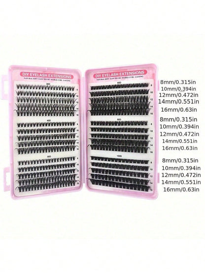 570pcs Synthetic Eyelash Set, Mixed 30D/40D/50D/60D/80D/100D Faux Mink Lashes, 0.07mm Curl, 9-16mm Length, Includes Natural Look Lashes, 3D Russian Curl, Suitable For Beginners, Reusable, Home Use, In