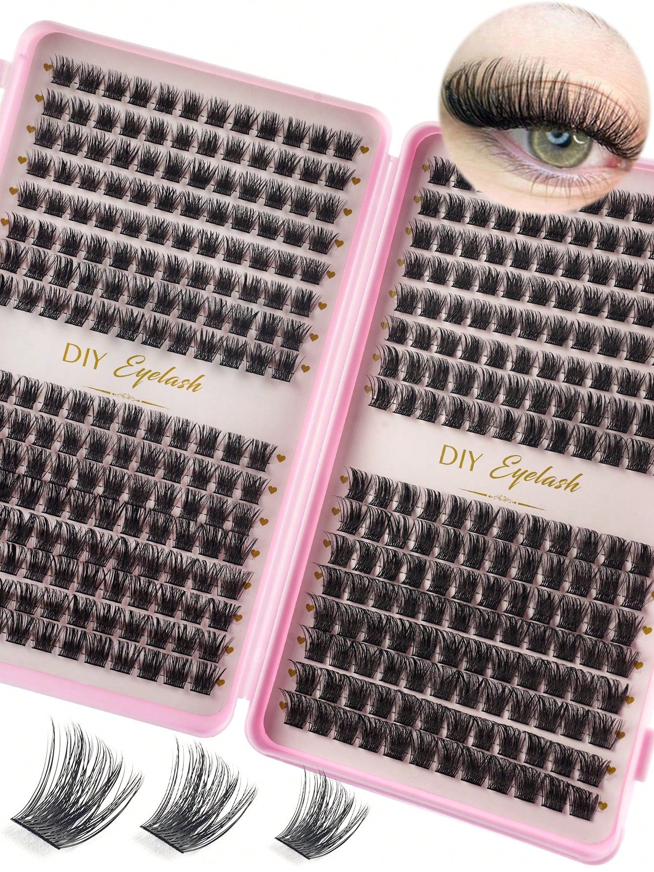 570pcs Synthetic Eyelash Set, Mixed 30D/40D/50D/60D/80D/100D Faux Mink Lashes, 0.07mm Curl, 9-16mm Length, Includes Natural Look Lashes, 3D Russian Curl, Suitable For Beginners, Reusable, Home Use, In