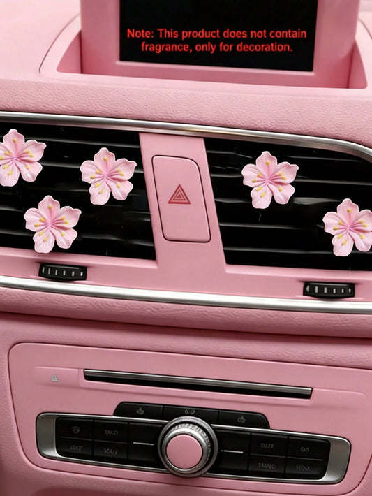 5pcs Alloy Lovely Sakura Design Car Air Freshener Vent Clip, Car Vent Decoration Clip, Car Interior Accessories, Fragrance-Free