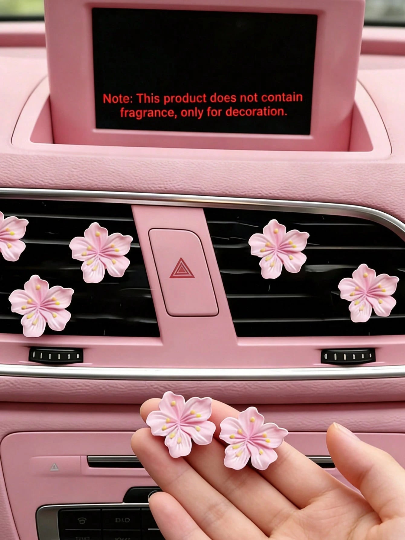 5pcs Alloy Lovely Sakura Design Car Air Freshener Vent Clip, Car Vent Decoration Clip, Car Interior Accessories, Fragrance-Free