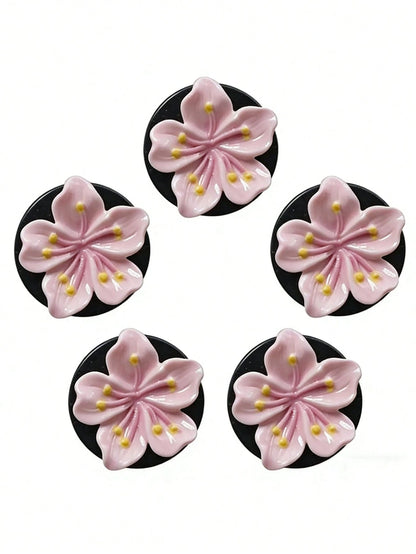 5pcs Alloy Lovely Sakura Design Car Air Freshener Vent Clip, Car Vent Decoration Clip, Car Interior Accessories, Fragrance-Free