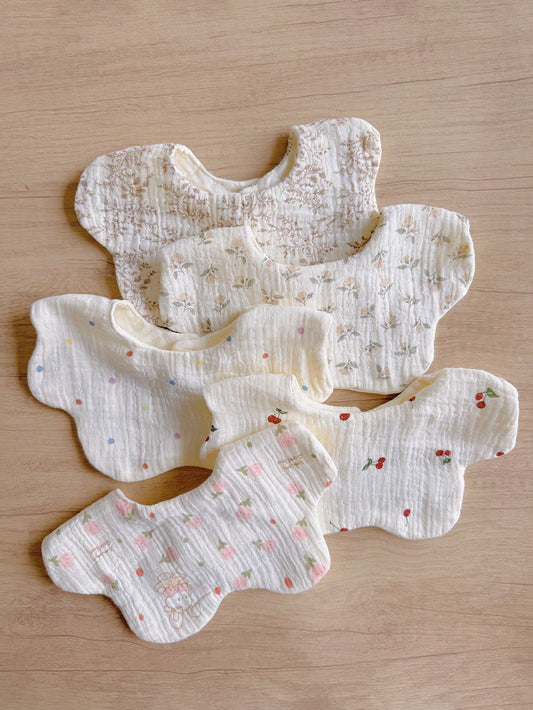 5pcs Baby Bibs, Soft Muslin Drool Bibs For Newborns, Infant Saliva Towel