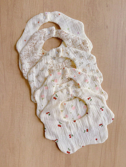 5pcs Baby Bibs, Soft Muslin Drool Bibs For Newborns, Infant Saliva Towel