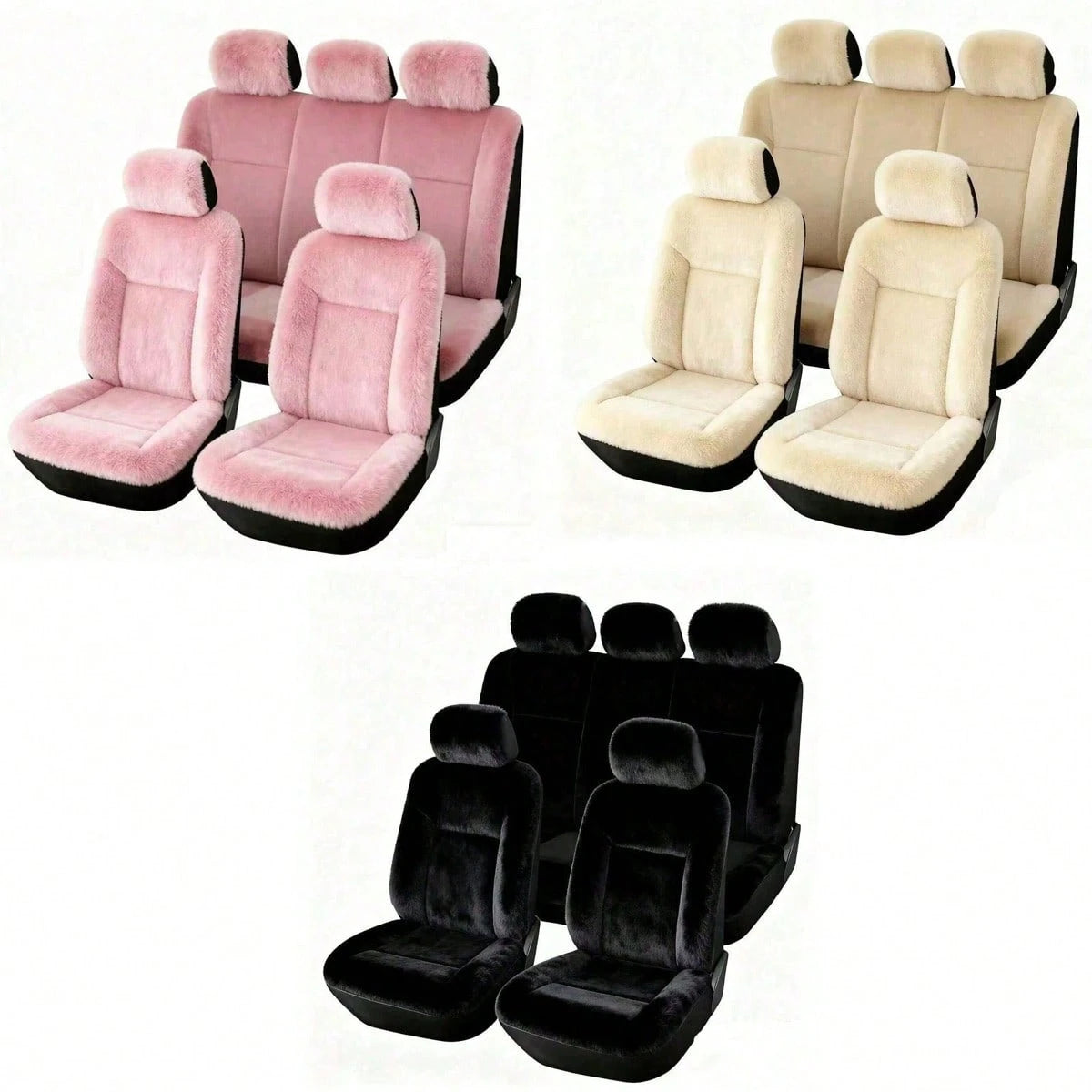 5pcs Car Seat Cover Set, Pink Ladies Car Seat Covers, Car Accessories, Car Seat Cushion Covers, Suitable For All Seasons, Dust-Proof And Waterproof, Winter Exclusive Car Seat Covers, Fit For Cute Ladi