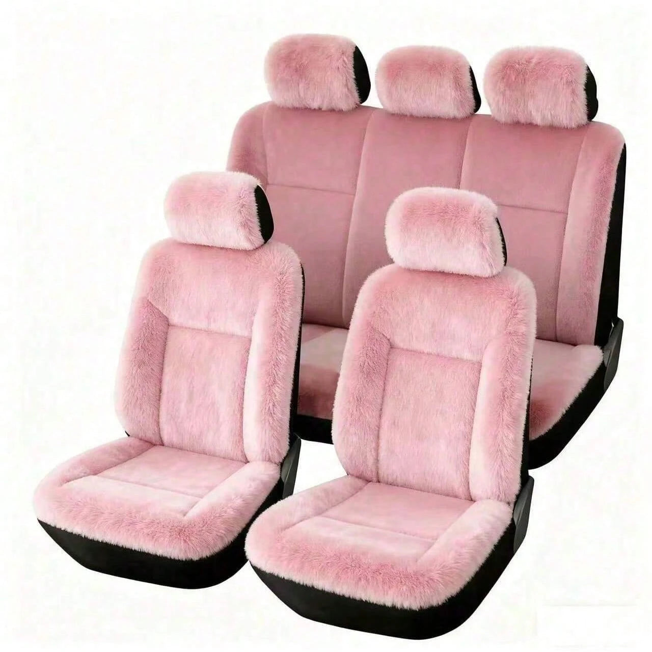 5pcs Car Seat Cover Set, Pink Ladies Car Seat Covers, Car Accessories, Car Seat Cushion Covers, Suitable For All Seasons, Dust-Proof And Waterproof, Winter Exclusive Car Seat Covers, Fit For Cute Ladi