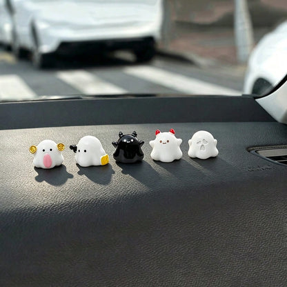 5pcs Creative Funny Cute Fortune Demon Car Desktop Ornament DIY Car Interior Office Desk Computer Screen Decoration Accessories