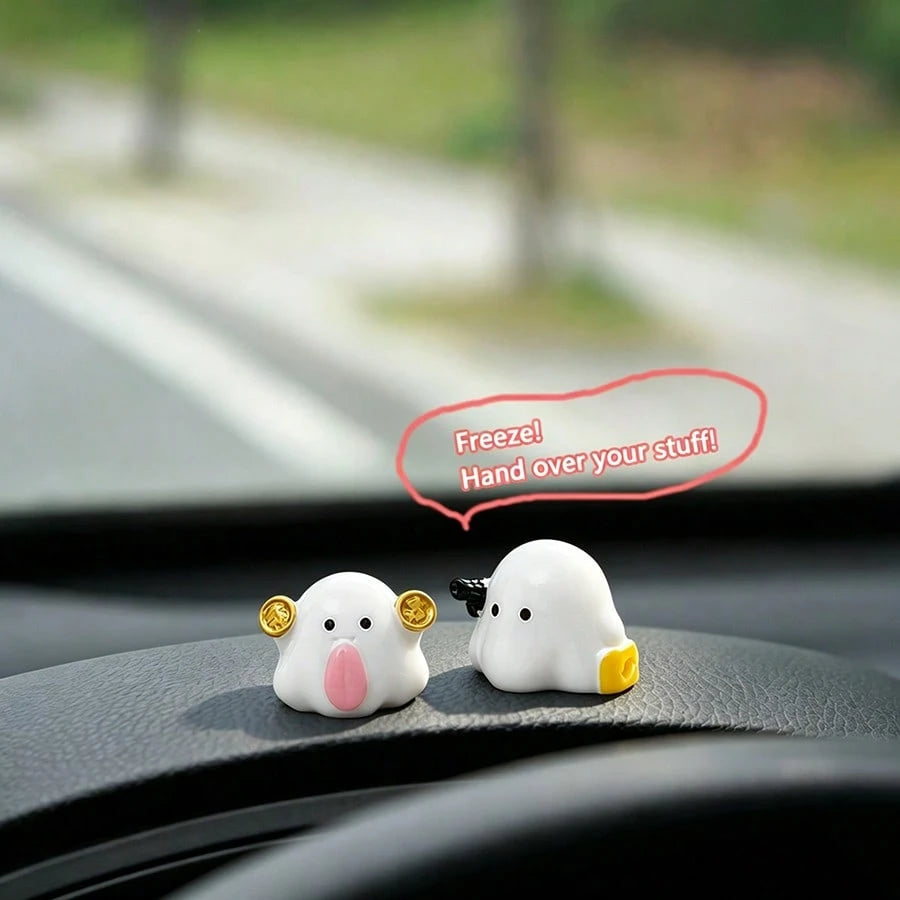 5pcs Creative Funny Cute Fortune Demon Car Desktop Ornament DIY Car Interior Office Desk Computer Screen Decoration Accessories