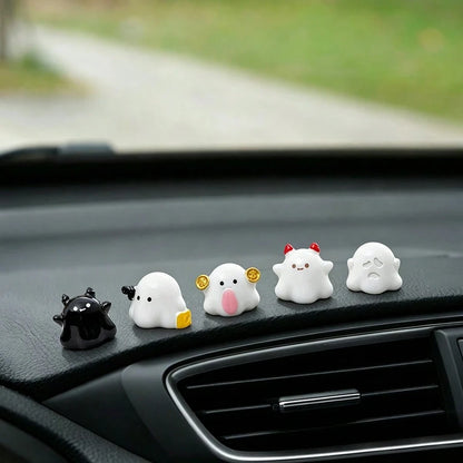 5pcs Creative Funny Cute Fortune Demon Car Desktop Ornament DIY Car Interior Office Desk Computer Screen Decoration Accessories