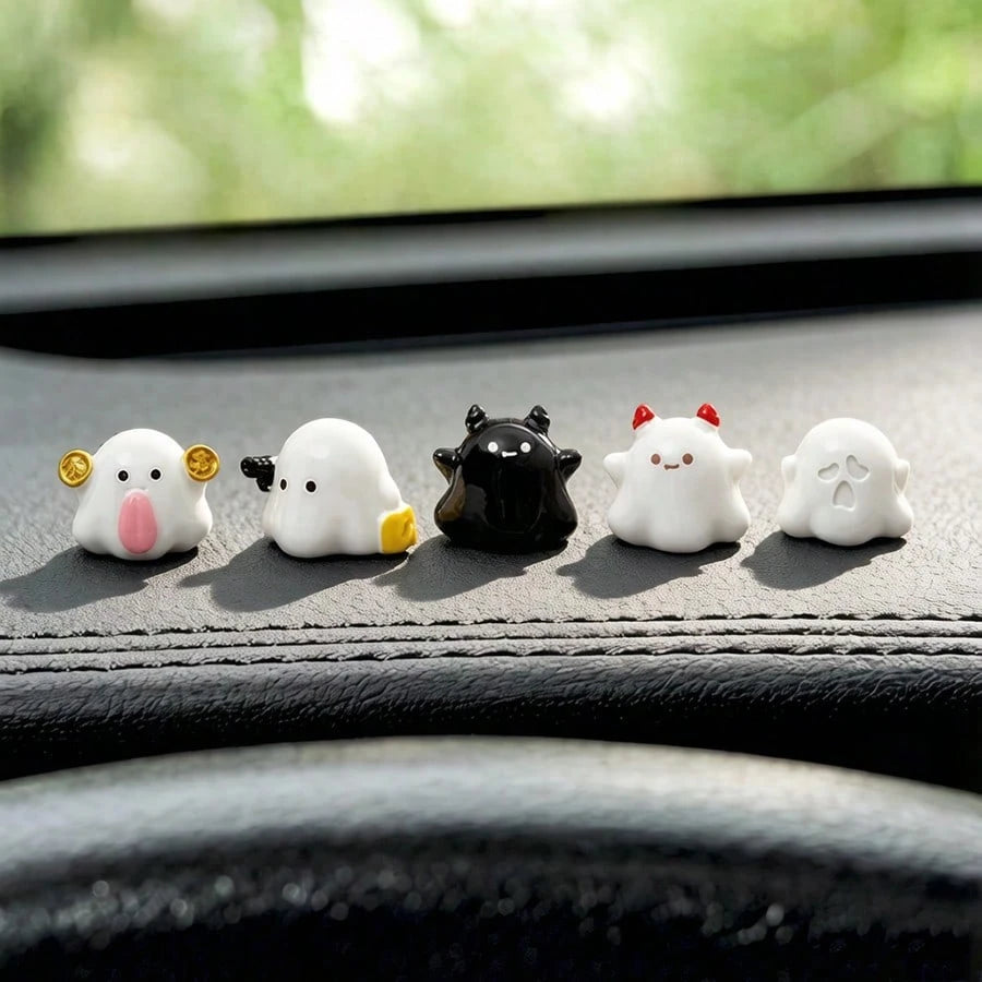 5pcs Creative Funny Cute Fortune Demon Car Desktop Ornament DIY Car Interior Office Desk Computer Screen Decoration Accessories