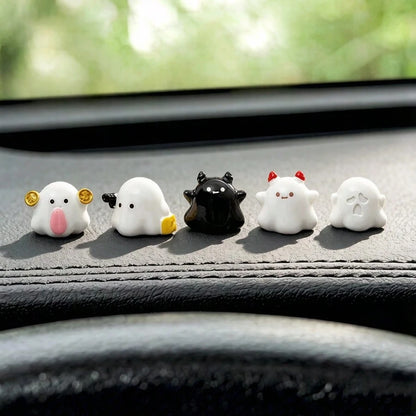 5pcs Creative Funny Cute Fortune Demon Car Desktop Ornament DIY Car Interior Office Desk Computer Screen Decoration Accessories