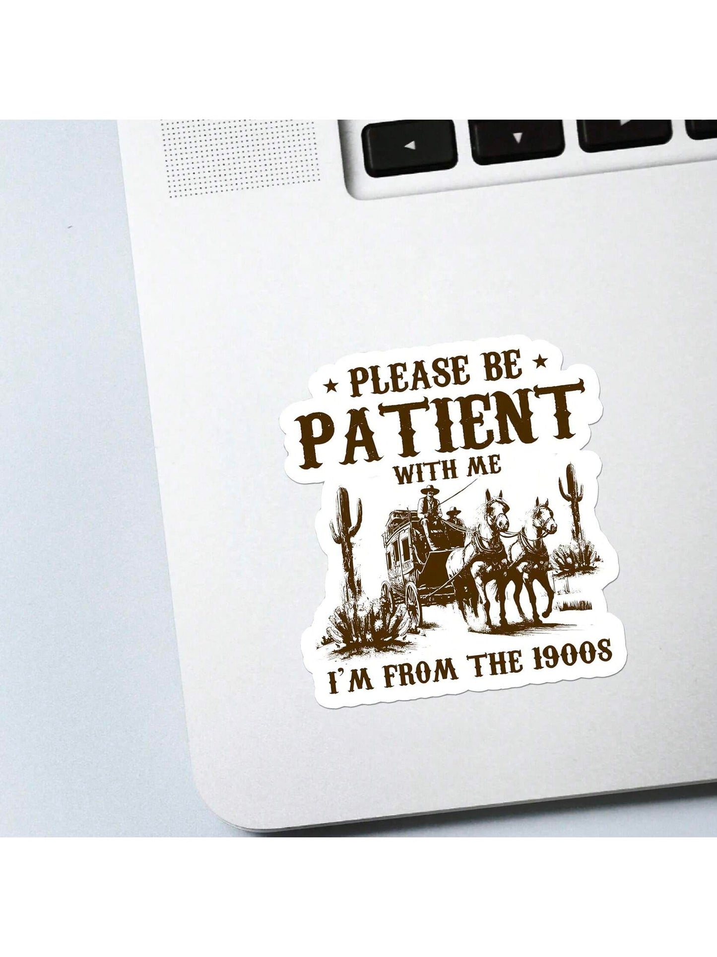 5pcs "Please Be Patient, I'm From The 1900s" Stickers| Interesting Pioneer Themed Stickers| Humorous Millennial Stickers| Waterproof Vinyl Material, Suitable For Laptops, Cars And Water Bottles| D