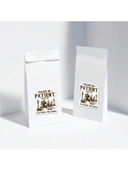 5pcs "Please Be Patient, I'm From The 1900s" Stickers| Interesting Pioneer Themed Stickers| Humorous Millennial Stickers| Waterproof Vinyl Material, Suitable For Laptops, Cars And Water Bottles| D