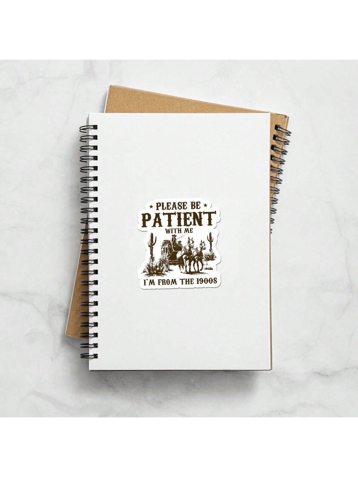 5pcs "Please Be Patient, I'm From The 1900s" Stickers| Interesting Pioneer Themed Stickers| Humorous Millennial Stickers| Waterproof Vinyl Material, Suitable For Laptops, Cars And Water Bottles| D