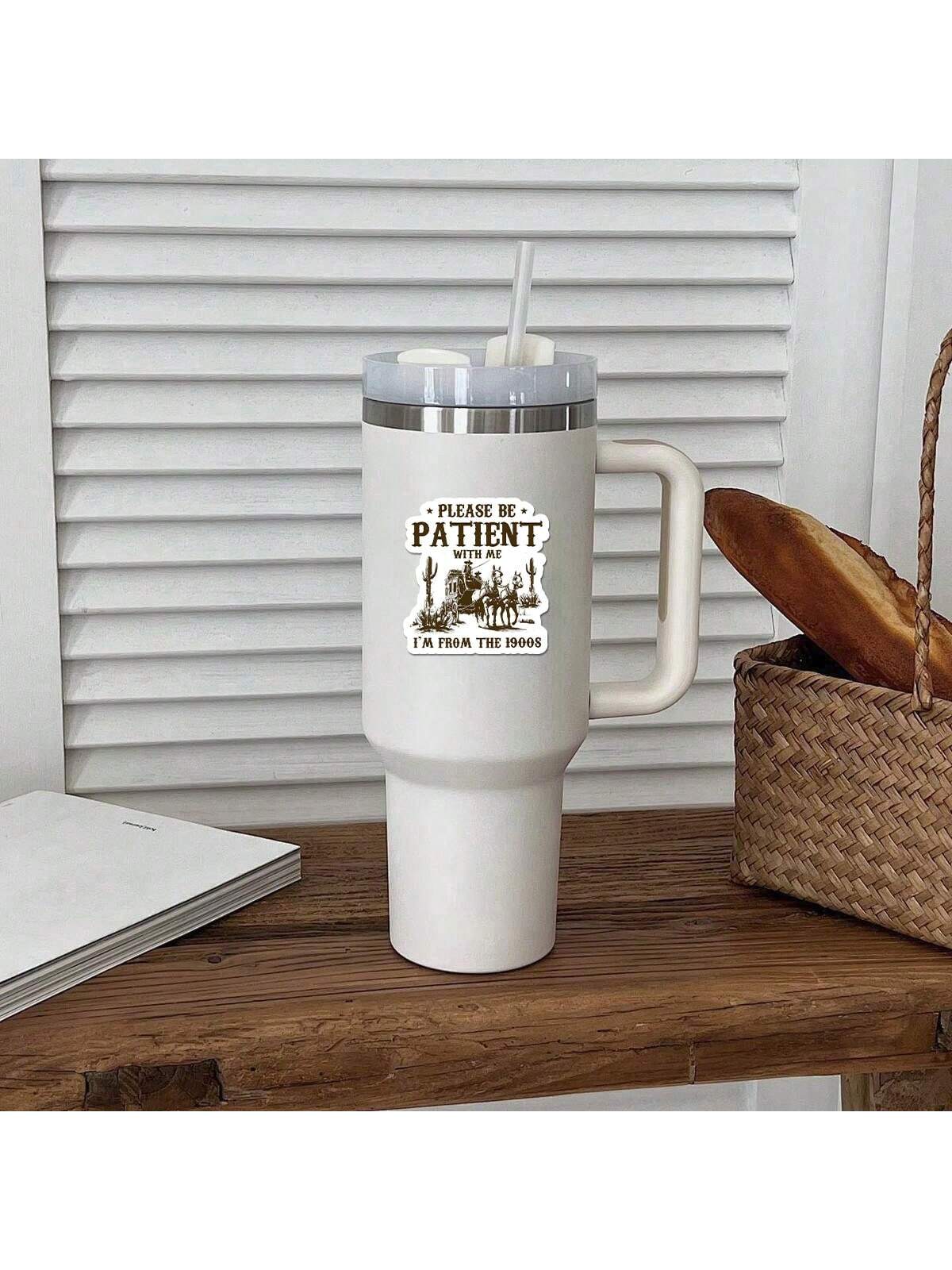 5pcs "Please Be Patient, I'm From The 1900s" Stickers| Interesting Pioneer Themed Stickers| Humorous Millennial Stickers| Waterproof Vinyl Material, Suitable For Laptops, Cars And Water Bottles| D
