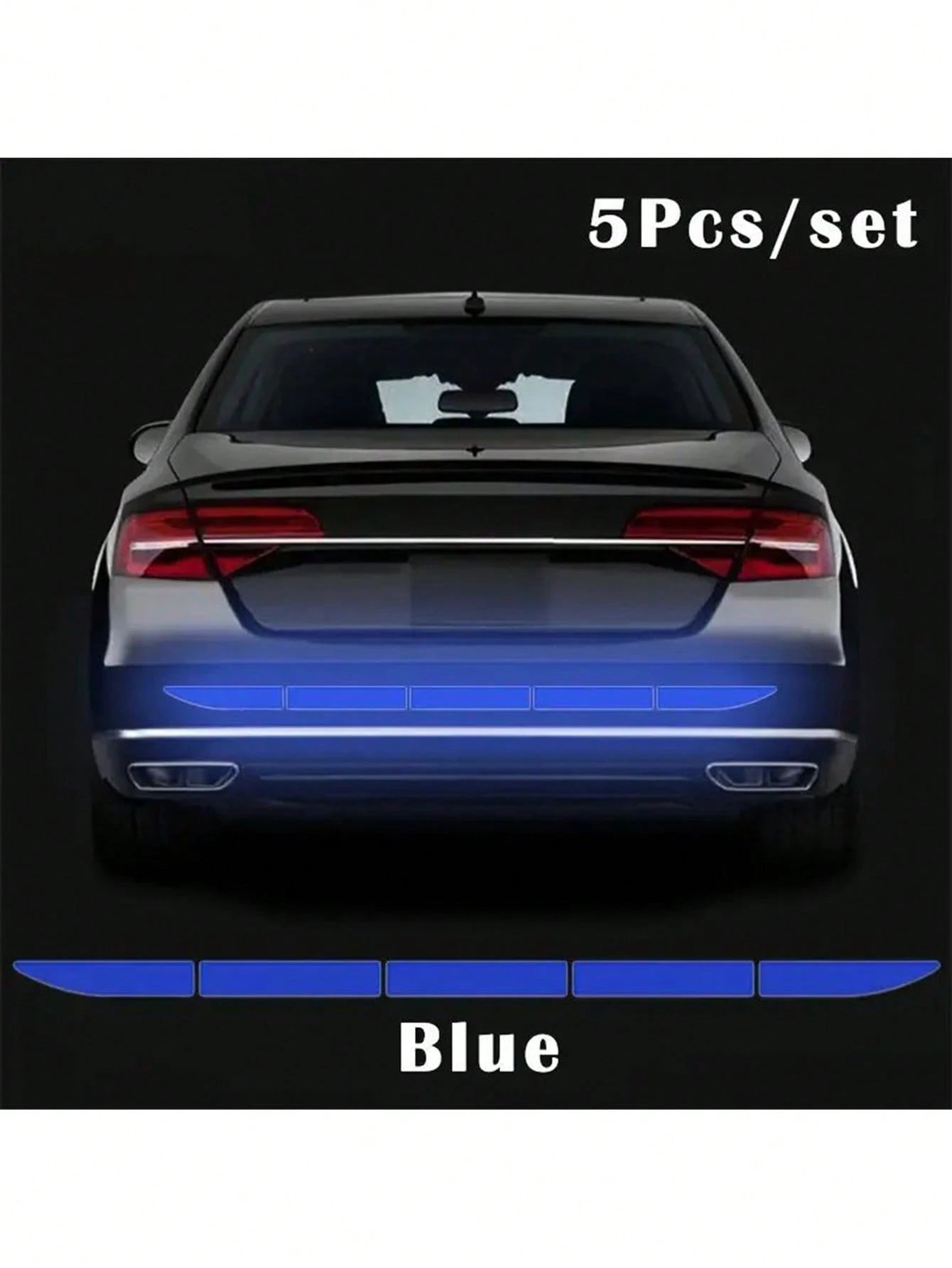 5pcs Reflective Car Trunk Stickers Bumper Protector Anti-Collision Warning Tape Reflective Stickers, Night Reflection