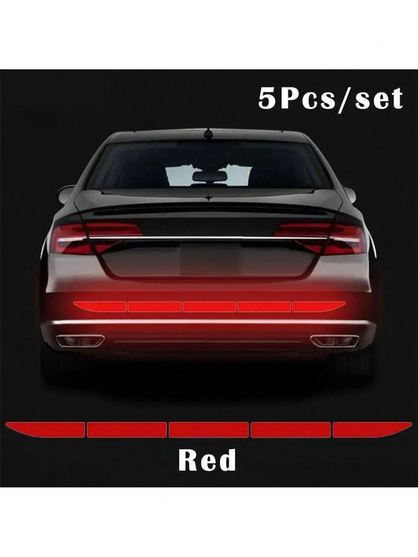5pcs Reflective Car Trunk Stickers Bumper Protector Anti-Collision Warning Tape Reflective Stickers, Night Reflection