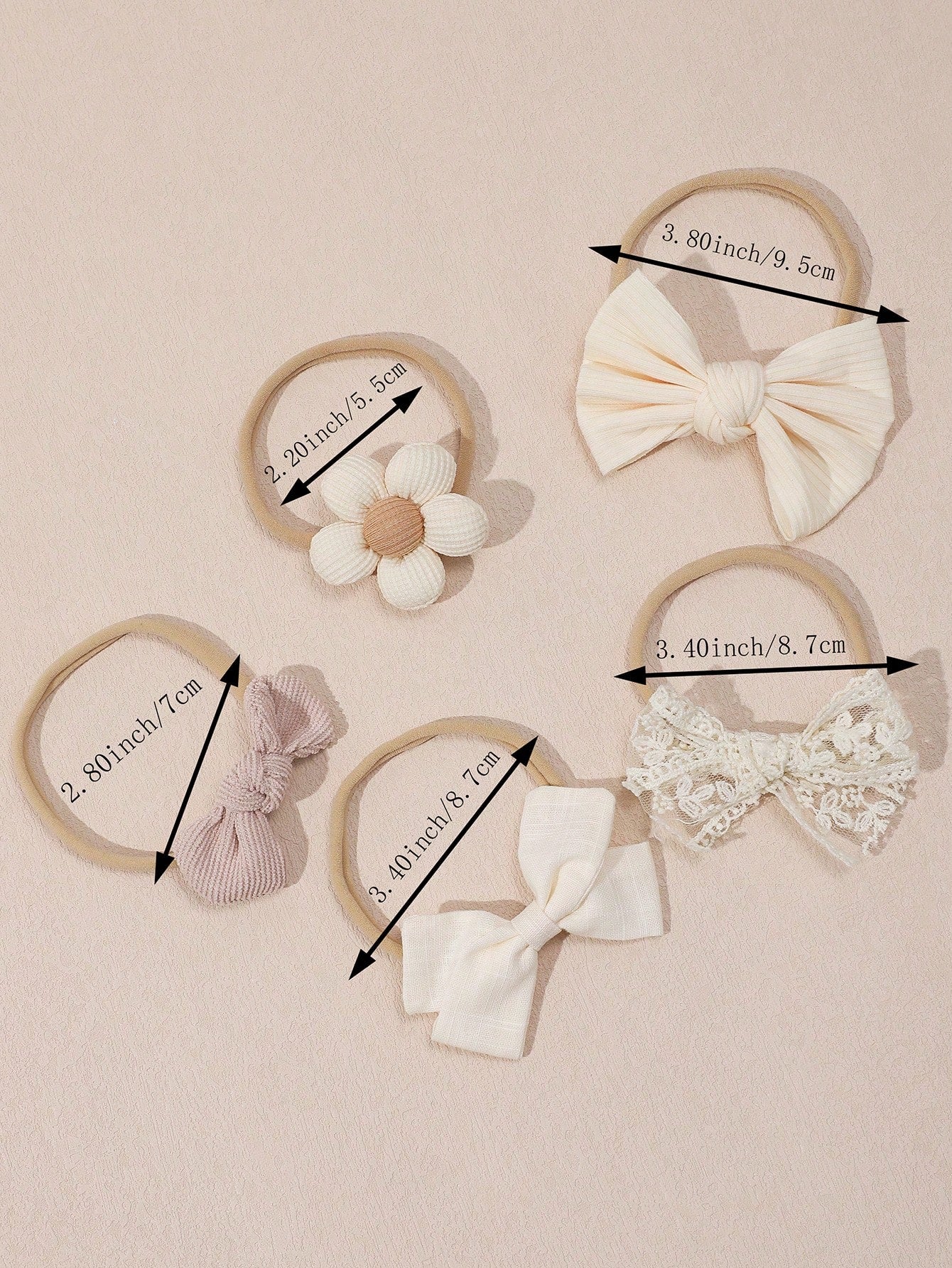 5pcs/Set Baby Girl Flower & Bow Decor Headbands, Suitable For Spring Daily Use (Paper Card Not Included)