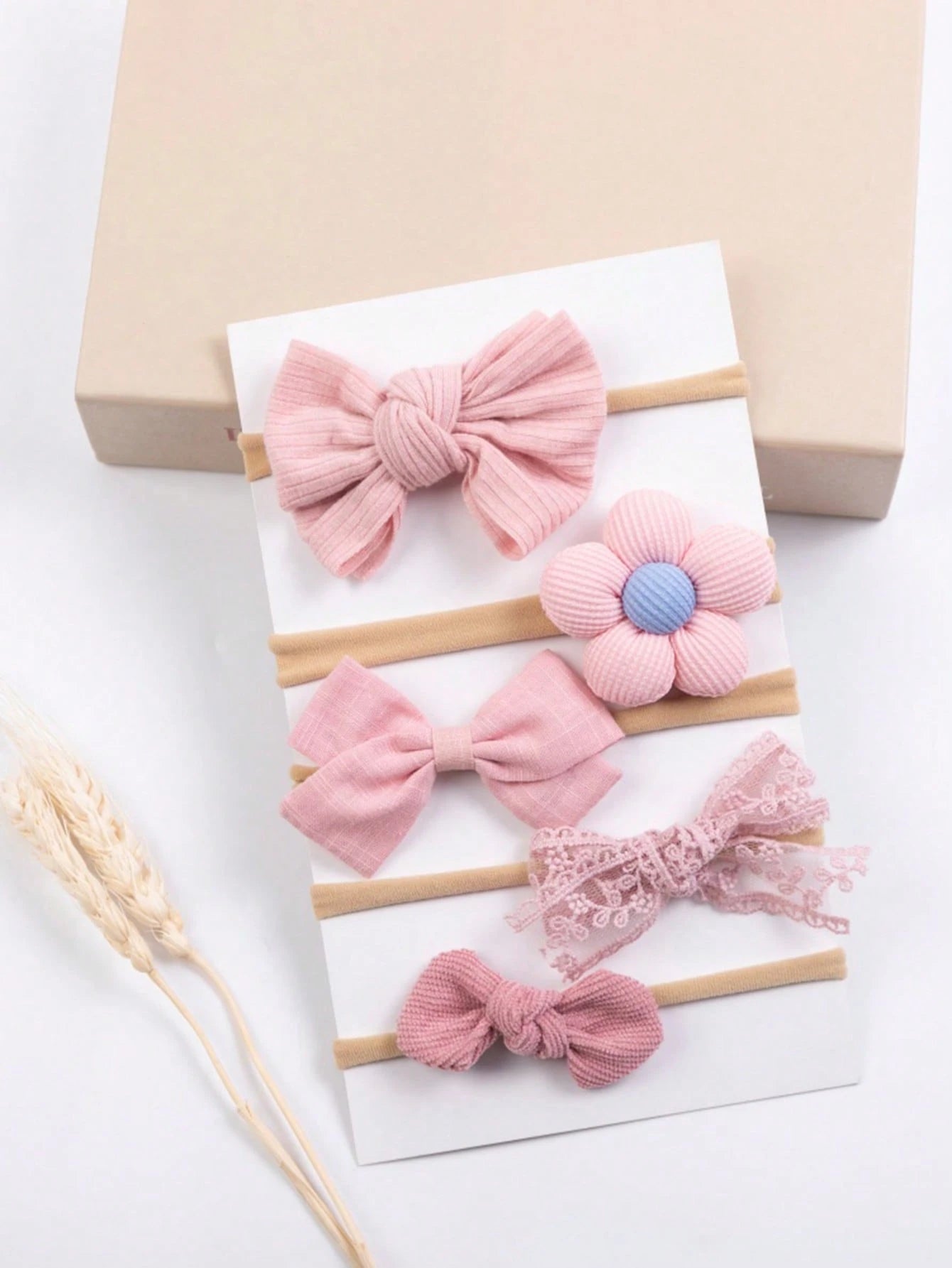 5pcs/Set Baby Girl Flower & Bow Decor Headbands, Suitable For Spring Daily Use (Paper Card Not Included)