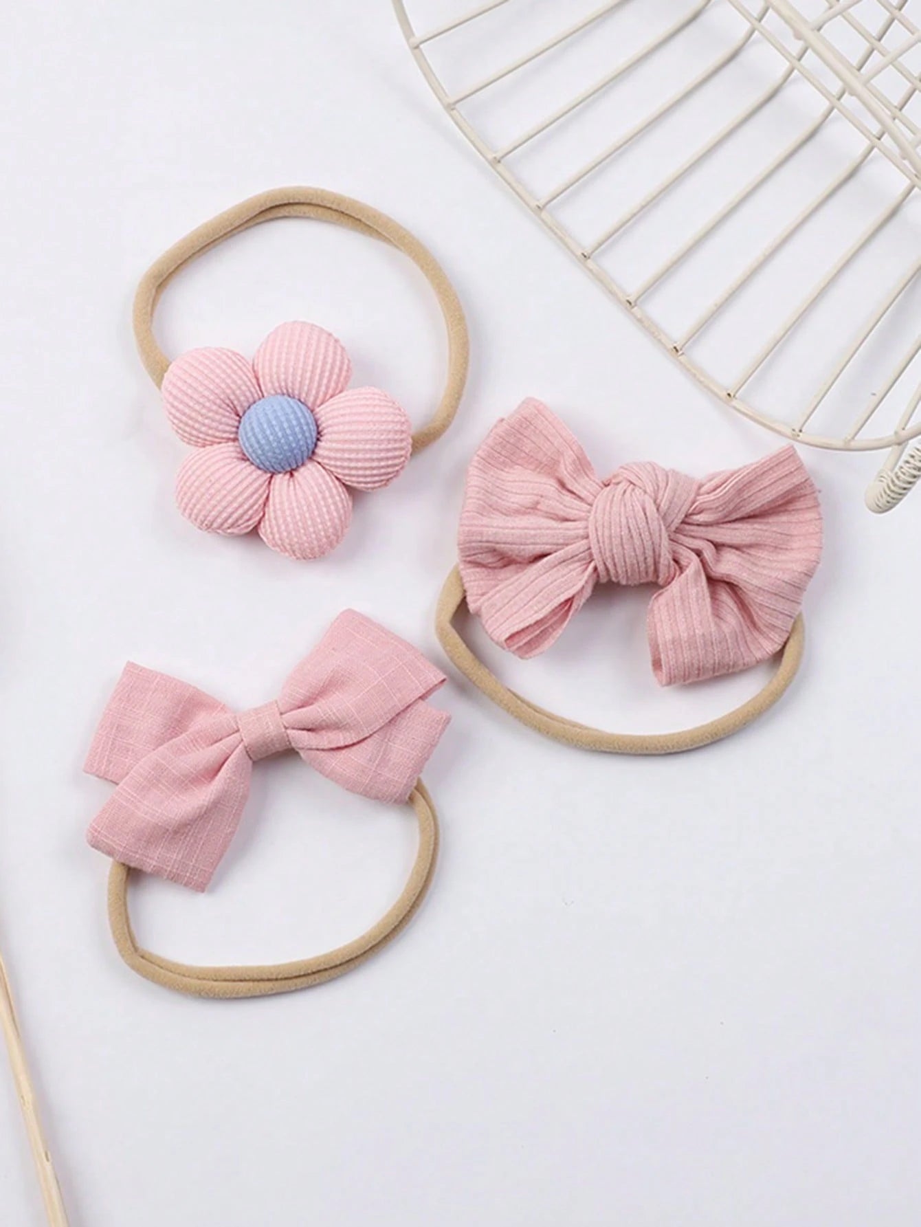 5pcs/Set Baby Girl Flower & Bow Decor Headbands, Suitable For Spring Daily Use (Paper Card Not Included)