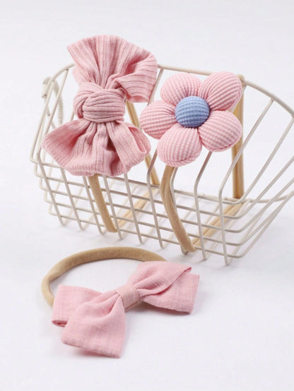 5pcs/Set Baby Girl Flower & Bow Decor Headbands, Suitable For Spring Daily Use (Paper Card Not Included)