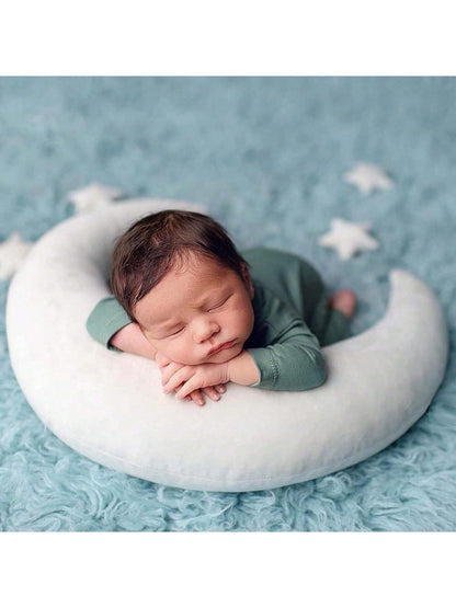 5pcs/Set Flannel Baby Moon Stars Pillow, Newborn Cresent Star Posing Pillow Newborn Photography Props Boy Girls Baby Shower Decorations Shower Easter Gift Things