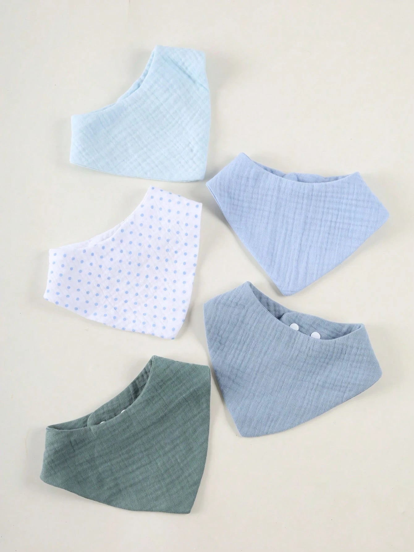 5pcs/Set Muslim Cotton Baby Bibs, Soft Absorbent Pure Cotton Breathable Triangle Burp Cloths