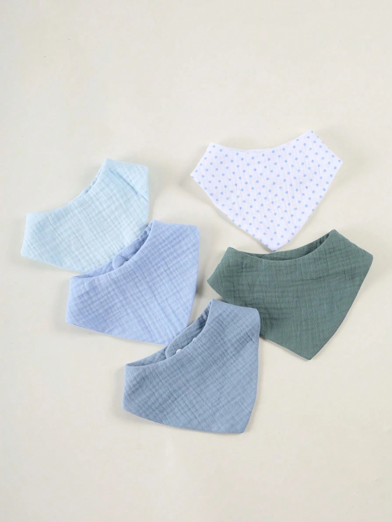5pcs/Set Muslim Cotton Baby Bibs, Soft Absorbent Pure Cotton Breathable Triangle Burp Cloths