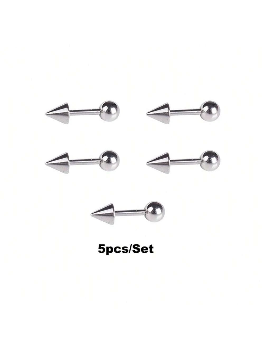5pcs/Set Stainless steel Spike Earring Helix piercing Tragus Forward Helix Evil Ear Piercing Body Jewelry Punk style
