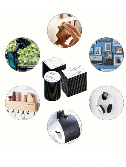 60pcs Super Strong Double-Sided Tape- Black, Multi-Shape Foam For Walls, Floors & Doors- Ideal For Crafts, Arts & Plastic Applications- Non-Waterproof, Adheres To Plastic, Arts And Crafts Supplies