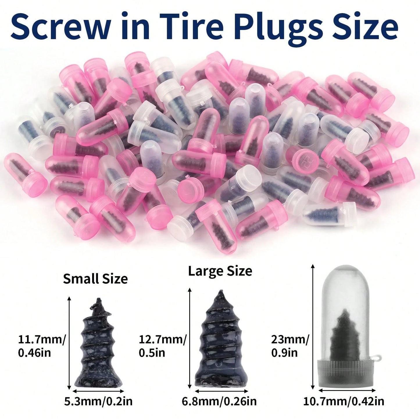 60pcs Tire Repair Screws, Screw-In Rubber Tire Plugs For Emergency Tubeless Tire Tread Puncture Repair, Self-Service Kit For Car, Motorcycle, SUV, Truck & Tractor