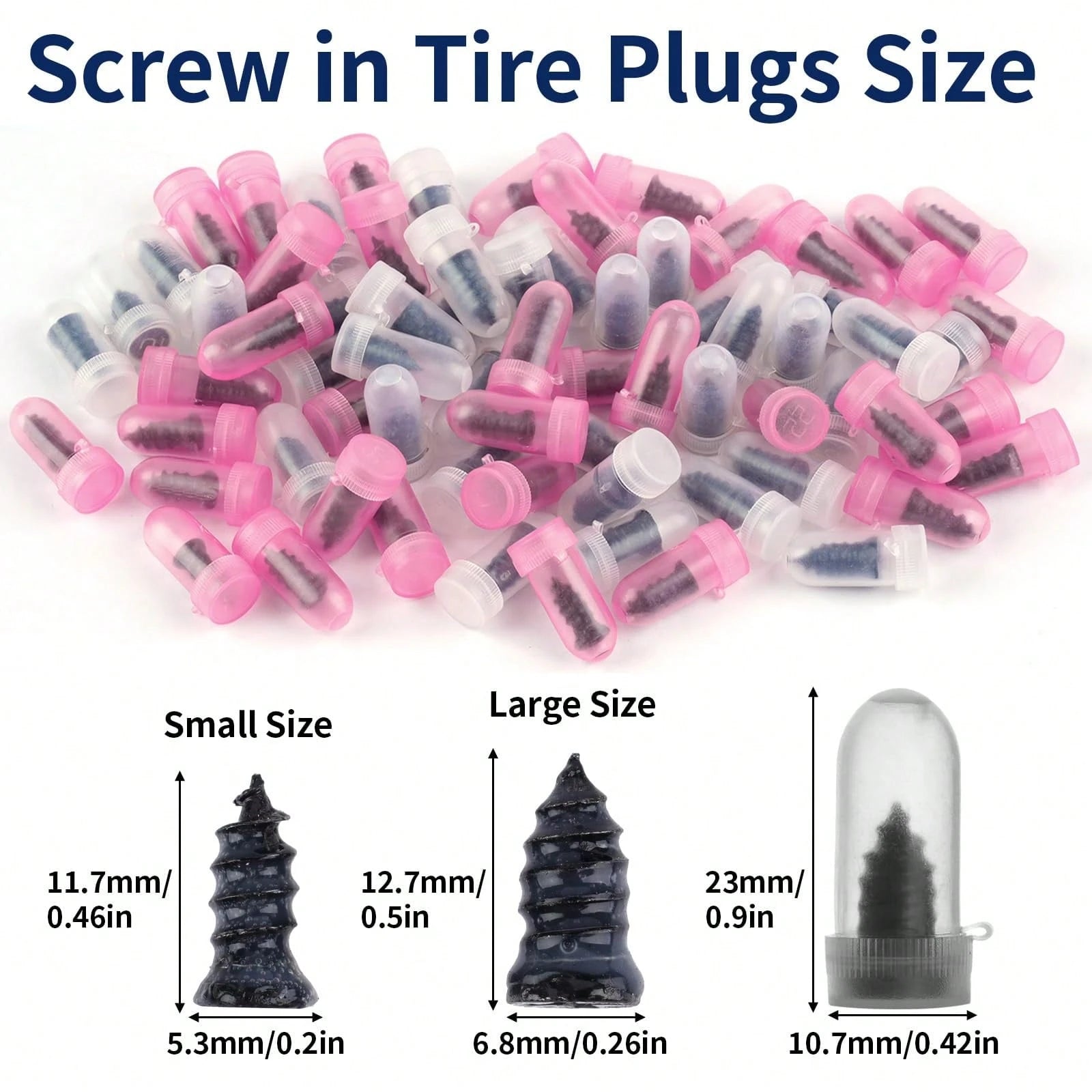 60pcs Tire Repair Screws, Screw-In Rubber Tire Plugs For Emergency Tubeless Tire Tread Puncture Repair, Self-Service Kit For Car, Motorcycle, SUV, Truck & Tractor