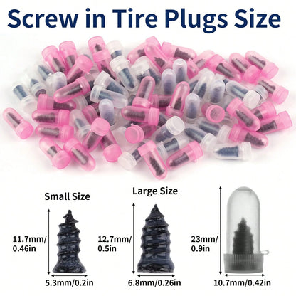 60pcs Tire Repair Screws, Screw-In Rubber Tire Plugs For Emergency Tubeless Tire Tread Puncture Repair, Self-Service Kit For Car, Motorcycle, SUV, Truck & Tractor