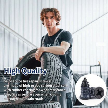 60pcs Tire Repair Screws, Screw-In Rubber Tire Plugs For Emergency Tubeless Tire Tread Puncture Repair, Self-Service Kit For Car, Motorcycle, SUV, Truck & Tractor