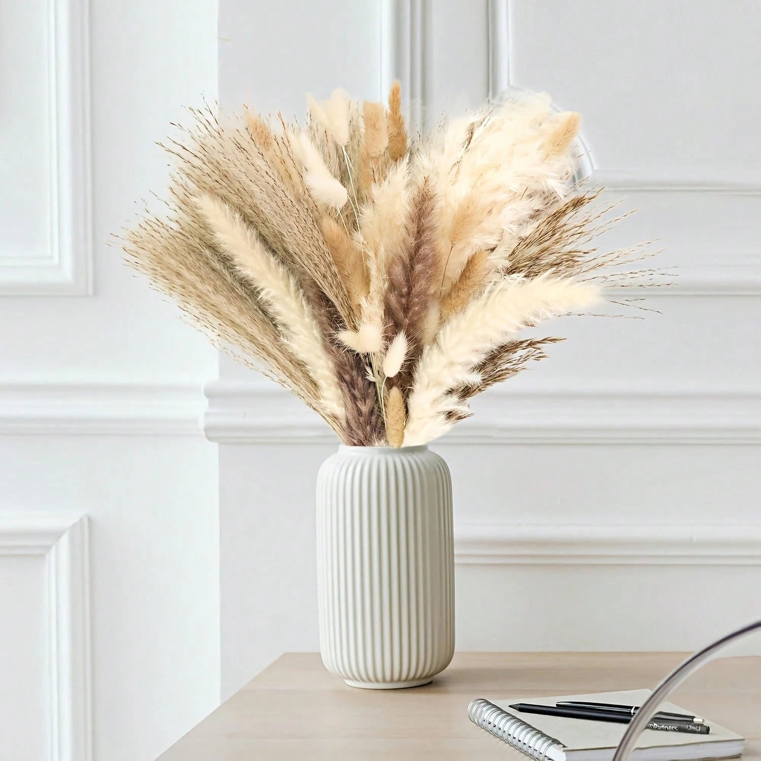 610pcs Dried Pampas Grass Decor, Dried Flower Bouquets For Wedding, Home, Centerpiece Table, Modern Home, Western Living Room, Nurserie, Nursery, Boho Room, Beach, Women Office, And Boho Decor