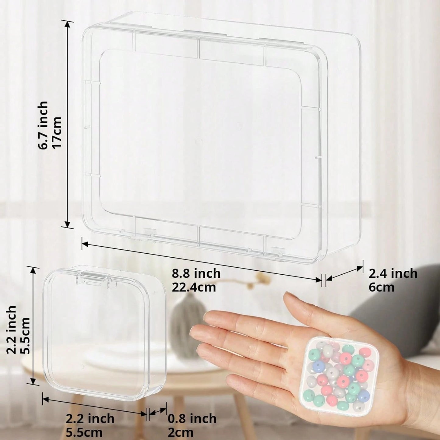 62pcs 2 Large Box + 60 Small Boxes Transparent Plastic Storage Box With Small Storage Containers- Bead Storage Container Box- Organize Your Beads With Hinged Lid, Rectangular Shape Plastic Material