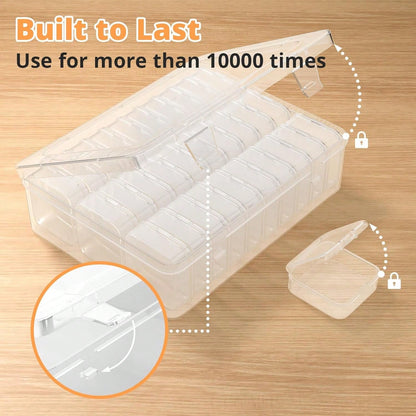 62pcs 2 Large Box + 60 Small Boxes Transparent Plastic Storage Box With Small Storage Containers- Bead Storage Container Box- Organize Your Beads With Hinged Lid, Rectangular Shape Plastic Material