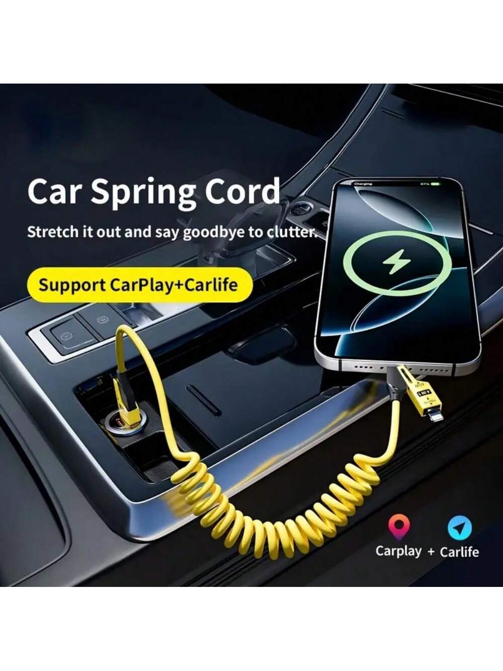 65W Multi-Function 4-In-1 USB-C Retractable Charging Cable, Supports PD Fast Charging And Data Sync, Silicone Material, Multi-Port Charging With Indicator Lights, Compatible With IPhone, Compatible Wi