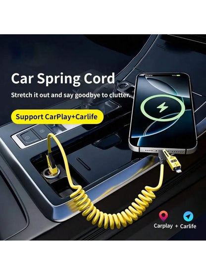 65W Multi-Function 4-In-1 USB-C Retractable Charging Cable, Supports PD Fast Charging And Data Sync, Silicone Material, Multi-Port Charging With Indicator Lights, Compatible With IPhone, Compatible Wi
