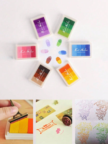 6pcs/2pcs Set Multi-Color Rainbow Washable Fingerprint Ink Pad, Craft Ink Pad Suitable For Paper, Wood, Fabric, 24 Colors Random