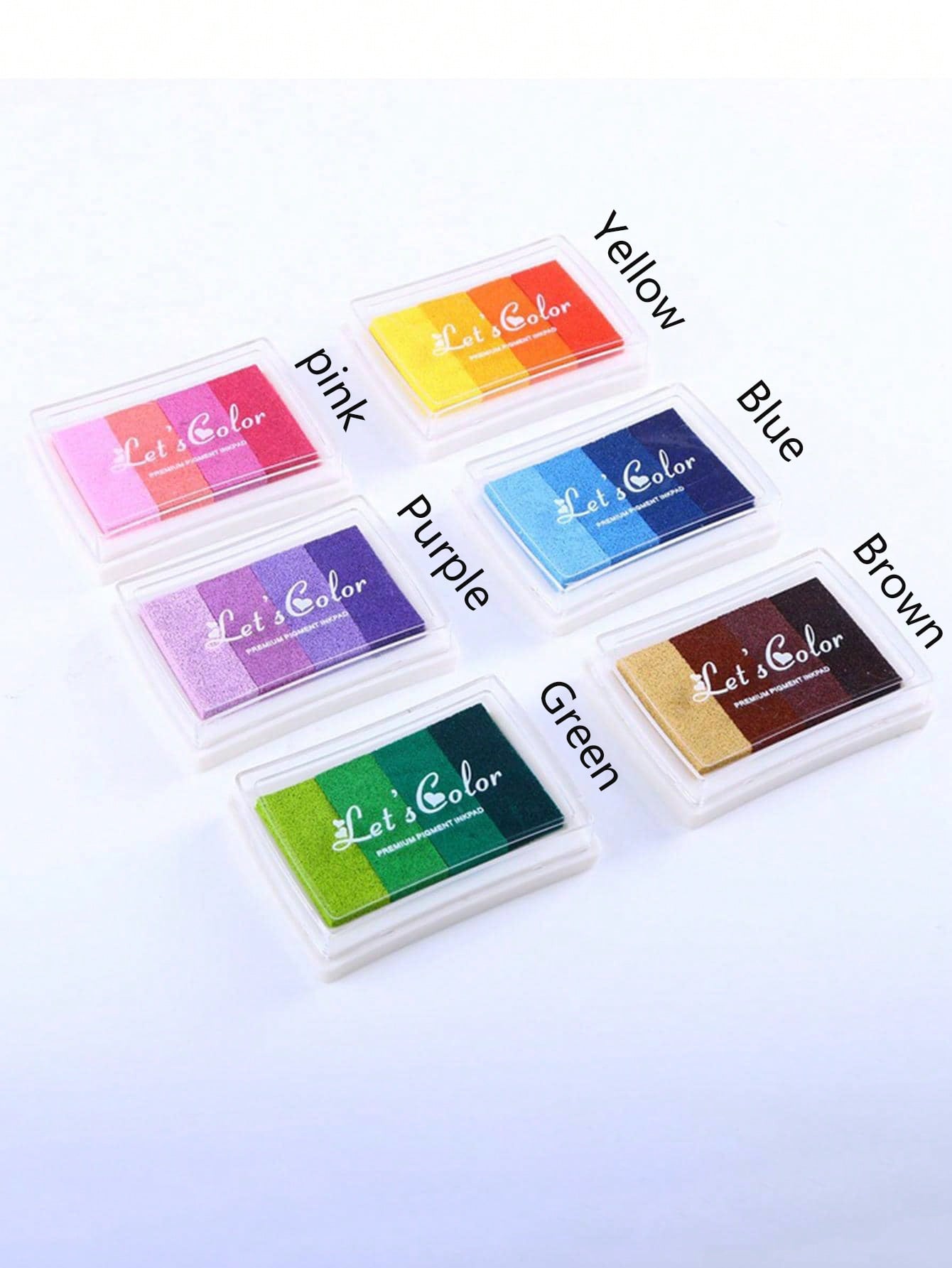 6pcs/2pcs Set Multi-Color Rainbow Washable Fingerprint Ink Pad, Craft Ink Pad Suitable For Paper, Wood, Fabric, 24 Colors Random