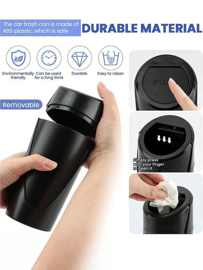 6PCS/5/4/3pcs Set Car Trash Can Bin With Lid, Car Garbage Can Cup Holder, Portable Leakproof Automotive Garbage Can Bin With Trash Bags, Vehicle Front Back Seat Organizers And Storage For Car, Home, O