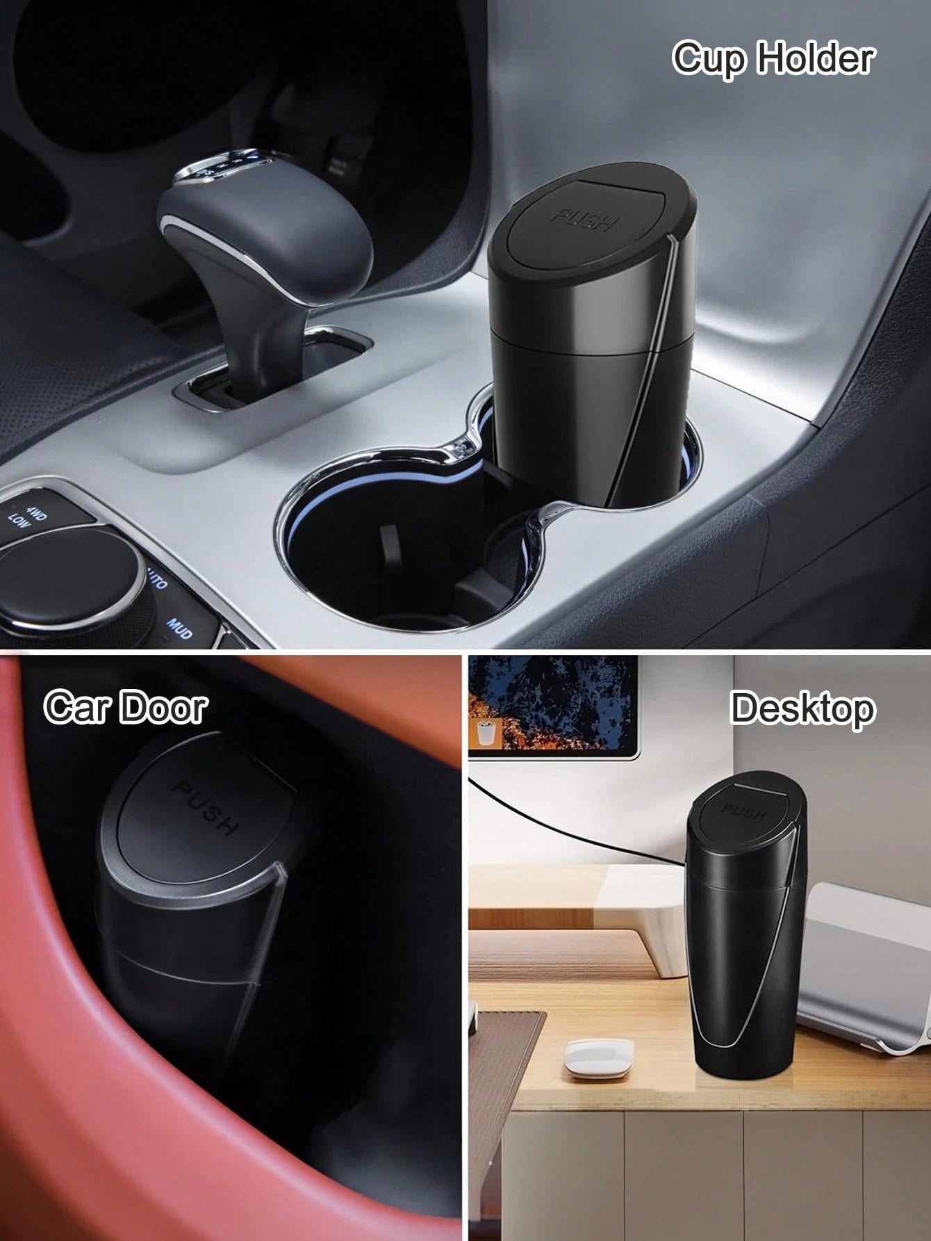 6PCS/5/4/3pcs Set Car Trash Can Bin With Lid, Car Garbage Can Cup Holder, Portable Leakproof Automotive Garbage Can Bin With Trash Bags, Vehicle Front Back Seat Organizers And Storage For Car, Home, O