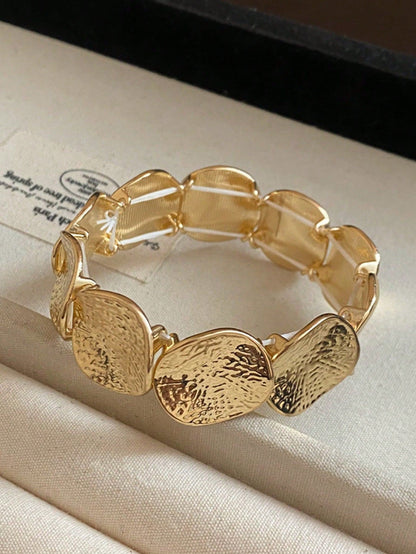 6pcs/5pcs/1pc Vintage Elegant Bohemian Style CCB Beaded Chain Bracelet, Elastic Bracelet Suitable For Women's Daily And Beach Vacation Wear, Stackable, Gift